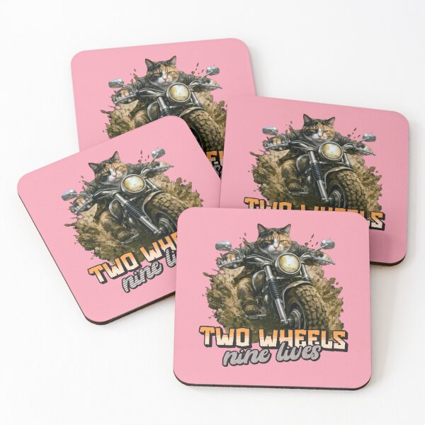 Item preview, Calico Cat Motorcycle Art – Two Wheels Nine Lives Biker Cat Print Design designed and sold by PixelsPaws.