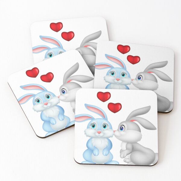 Item preview, Cute Bunny Couple Love Design | Romantic Rabbits with Hearts | Kawaii Valentine Art designed and sold by PixelVibe Art.