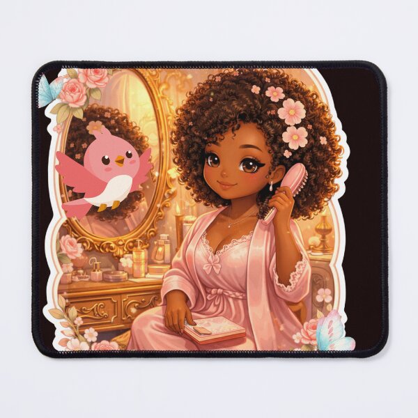 Item preview, Black Girl Cozy Aesthetic Art – Journaling Princess, Soft Life, Self Love, Writing Therapy Illustration designed and sold by PrincSaraStudio.