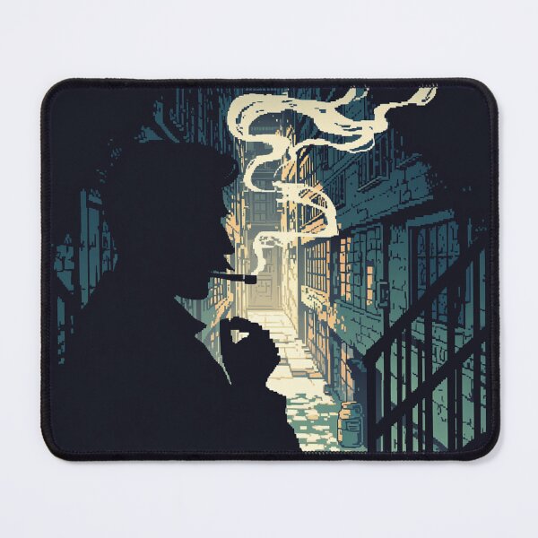 Item preview, Smoking Silhouetted Man 32-bit pixel design  designed and sold by NijiWorld.