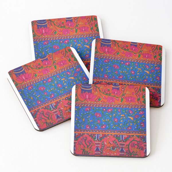 Item preview, Lotus Vines & Regal Elephant | Madhubani Inspired Pattern Art designed and sold by Srishti Khaiwal.