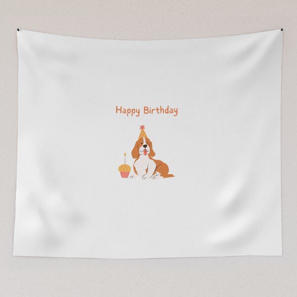 Item preview, Dog Blowing Birthday Candle Muffin Cute Happy Birthday Dog Design designed and sold by gluxdesing.