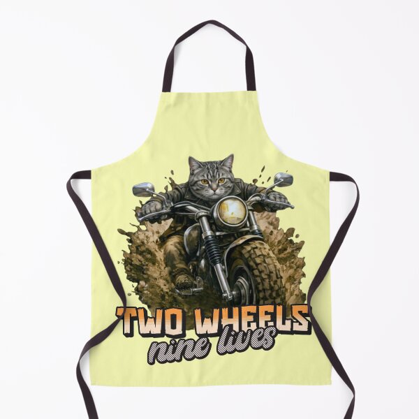 Item preview, Gray Tabby Cat Motorcycle Art – Two Wheels Nine Lives Biker Cat Print Design designed and sold by PixelsPaws.