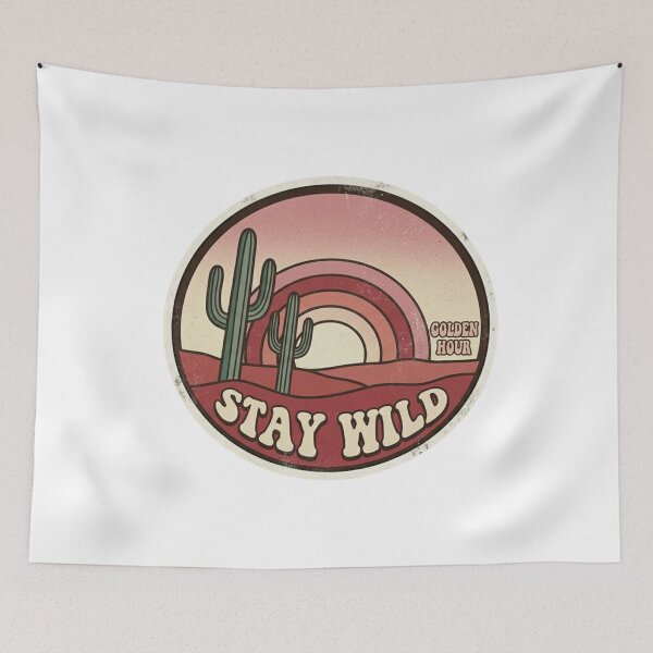 Item preview, Stay Wild Desert Sunset Retro Badge designed and sold by RickyStick.