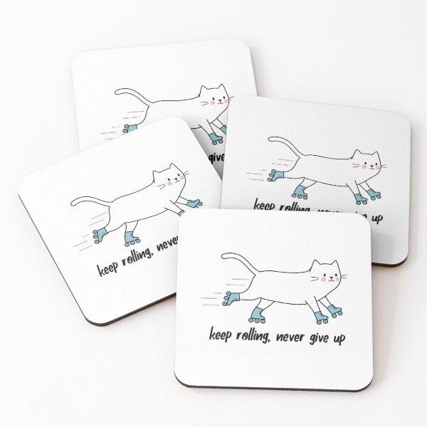 Item preview, Roller cat, keep rolling, never give up, Roller skate, cat, kitty tee shirt sticker designed and sold by Ameerh Workshop .