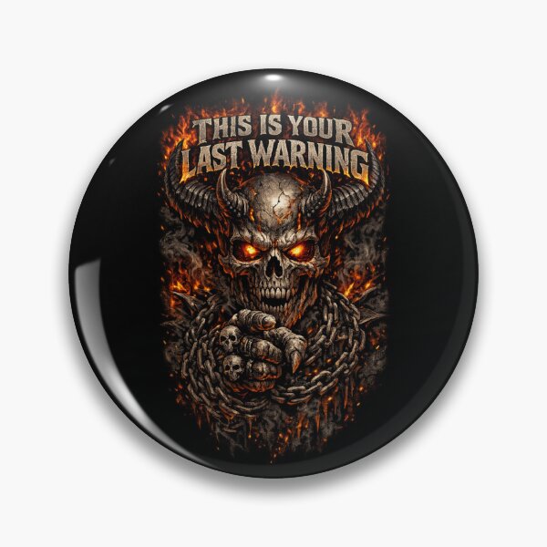 Item preview, Infernal Skull Warning – Fiery Demon Skeleton “This Is Your Last Warning” designed and sold by SidTastic .