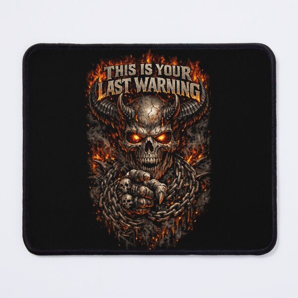 Item preview, Infernal Skull Warning – Fiery Demon Skeleton “This Is Your Last Warning” designed and sold by SidTastic .