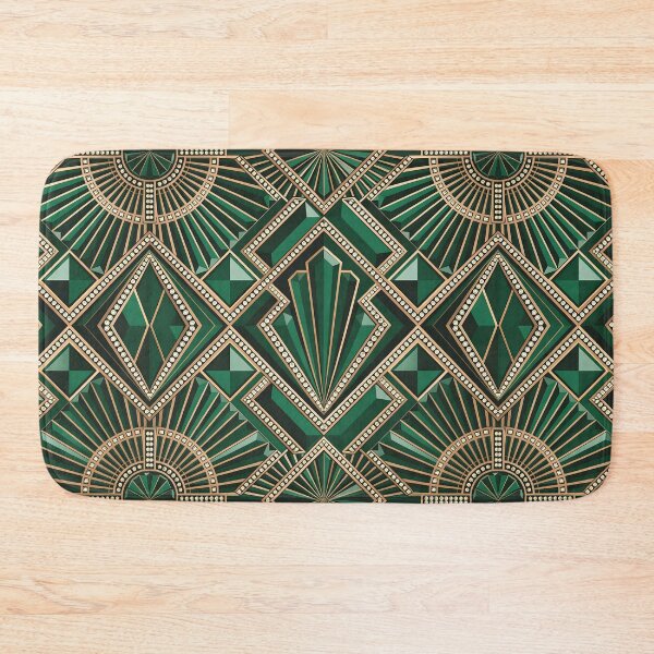 Item preview, Art Deco Geometric Pattern Gold Sunburst Emerald Green  designed and sold by LEILA ART SPACE.