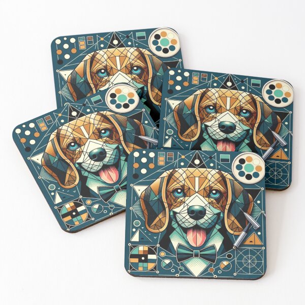 Item preview, Geometric Dog Vibes – Colorful Modern Pet Art designed and sold by EchoWave11.