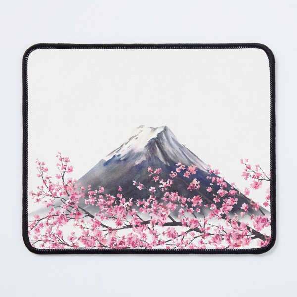Item preview, Copy of Mount Fuji and Blooming sakura tree branch with pink cherry blossoms. Watercolor Japan Landmark designed and sold by BartolArt.