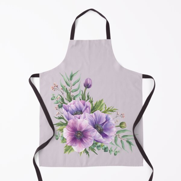 Item preview, Copy of Copy of Purple flowers Anemone with eucalyptus branches. Watercolor blooming bouquet designed and sold by BartolArt.