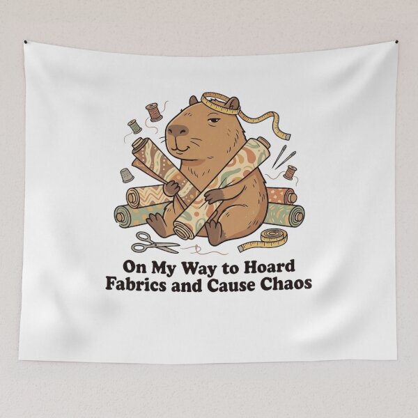 Item preview, On My Way to Hoard Fabrics and Cause Chaos Capybara Funny Sewing Vintage designed and sold by bilal sibgui.