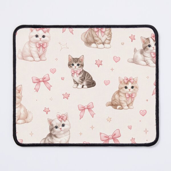 Item preview, Cute Coquette Cat Seamless Pattern – Pink Bow Kawaii Kitten Aesthetic Design designed and sold by Creativeeworld777.