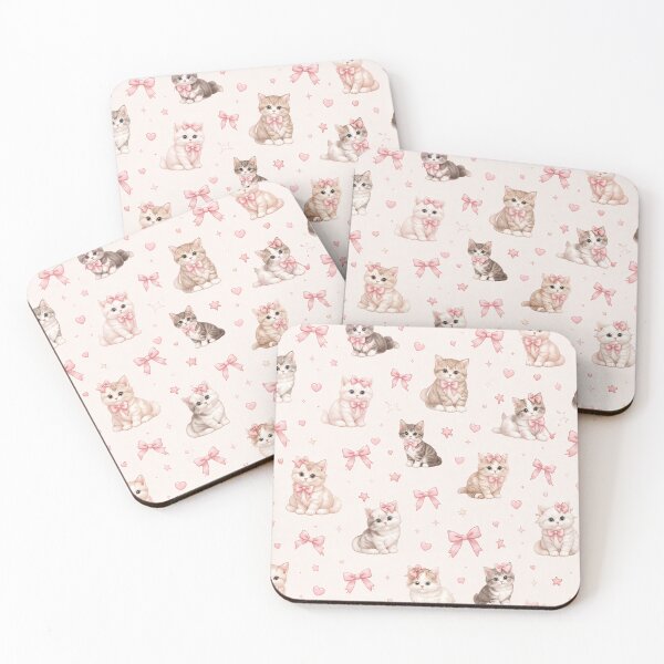 Item preview, Cute Coquette Cat Seamless Pattern – Pink Bow Kawaii Kitten Aesthetic Design designed and sold by Creativeeworld777.
