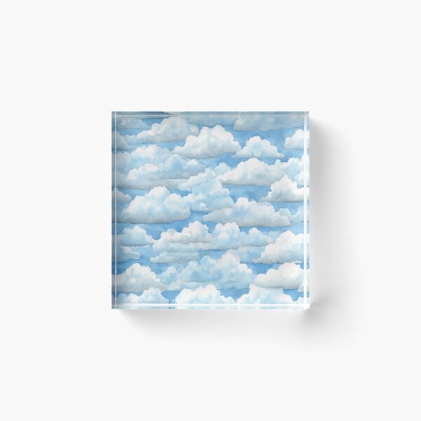 Item preview, Watercolor Fluffy Clouds Blue Sky Pattern designed and sold by NicolasGlowArt.