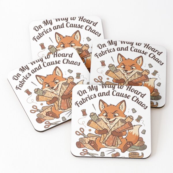 Item preview, On My Way to Hoard Fabrics and Cause Chaos Funny Cartoon Fox Sewing designed and sold by bilal sibgui.