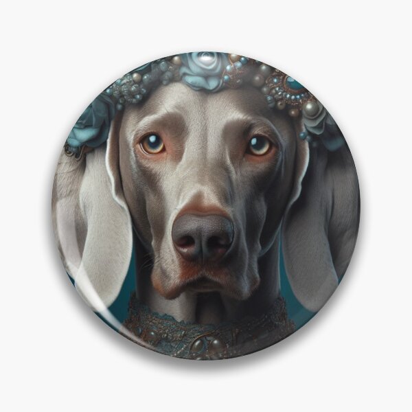 Item preview, Retrato de un Weimaraner real con corona floral designed and sold by WeimTrails.