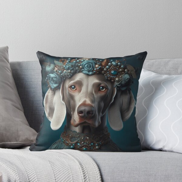 Item preview, Royal Weimaraner Floral Crown Portrait designed and sold by WeimTrails.