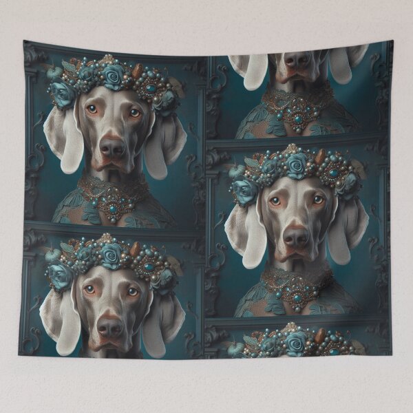 Item preview, Royal Weimaraner Floral Crown Portrait designed and sold by WeimTrails.
