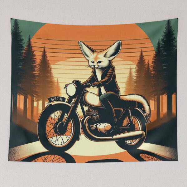Item preview, Motorcycle Fox – Forest Ride Illustration designed and sold by Dogandesighn.