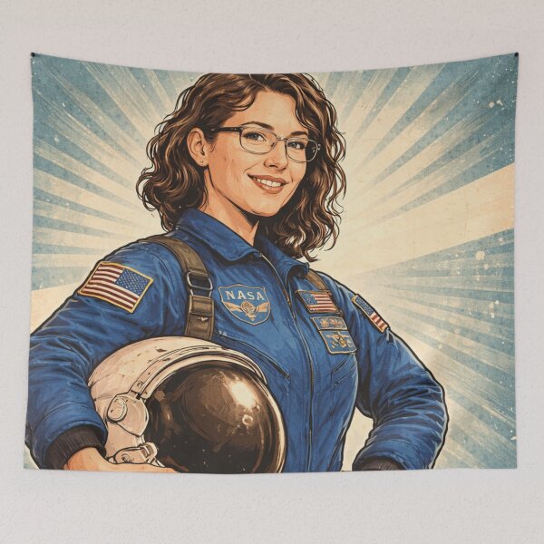 Item preview, Retro Female Astronaut – Vintage Style Space Explorer designed and sold by HeyHas.