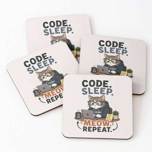 Item preview, Code Sleep Meow Repeat designed and sold by Itai Doshin.