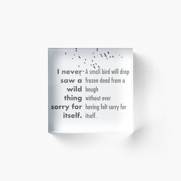 I never saw a wild thing sorry for itself. Acrylic Block