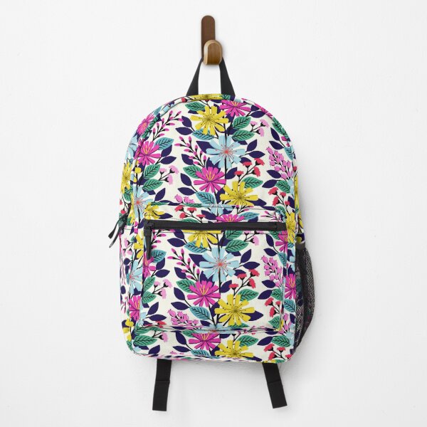 Item preview, Boho climbing flowers in vibrant colors designed and sold by Jennifer Ladd.