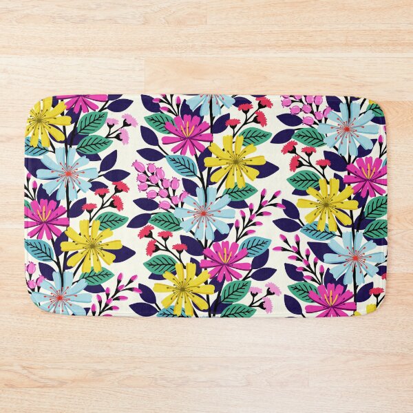 Item preview, Boho climbing flowers in vibrant colors designed and sold by Jennifer Ladd.