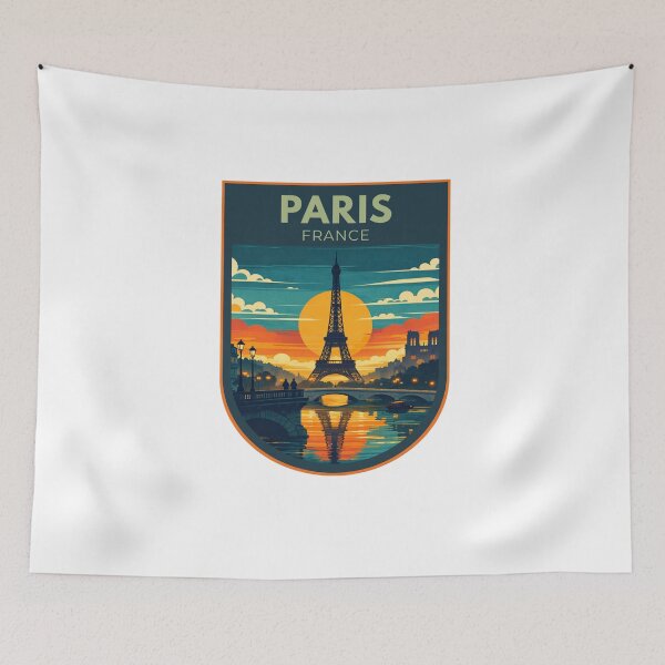Item preview, Paris France Sunset Reflections – Retro Travel Art designed and sold by MyTutina.