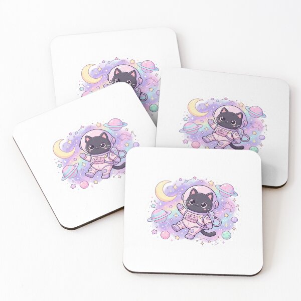 Item preview, Cat-A-Stronaut Kawaii Black Cat Floating In Pastel Galaxy designed and sold by Arqon.