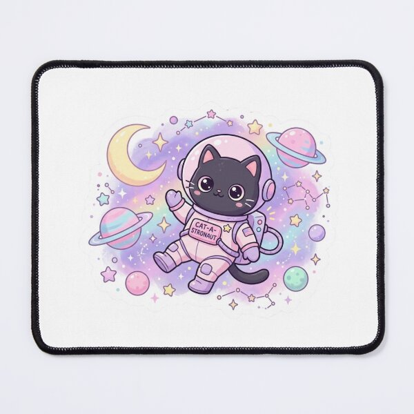 Item preview, Cat-A-Stronaut Kawaii Black Cat Floating In Pastel Galaxy designed and sold by Arqon.