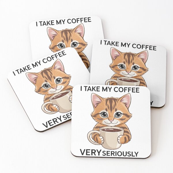 Item preview, Funny Coffee Cat Shirt – I Take My Coffee Very Seriously Cute Cat Coffee Lover Gift designed and sold by Cool-cat-art.
