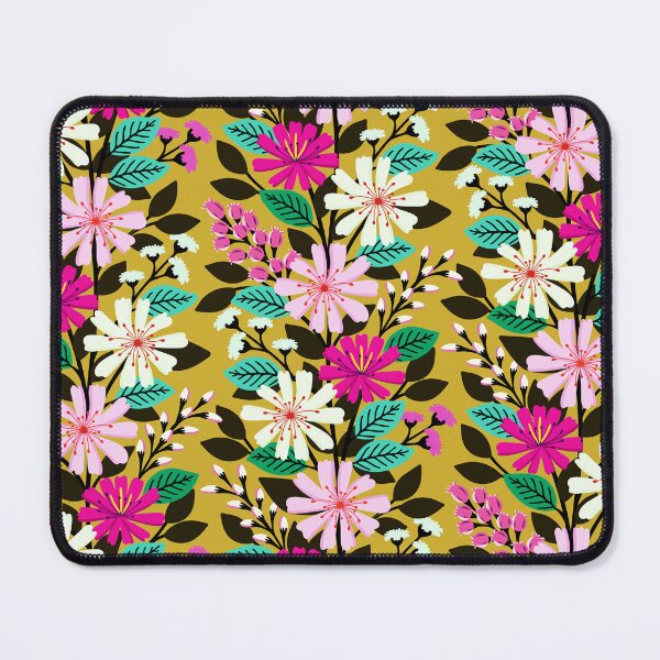 Item preview, Boho climbing flowers in pink and yellow designed and sold by Jennifer Ladd.