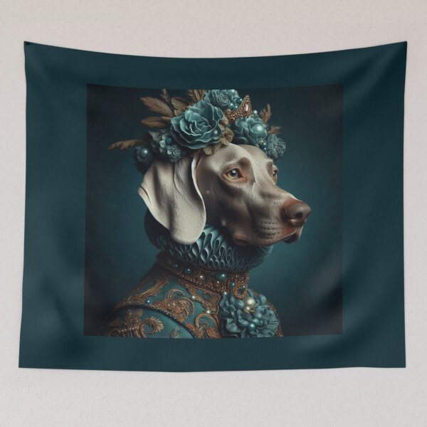 Item preview, Baroque Weimaraner in Teal Royal Attire designed and sold by WeimTrails.