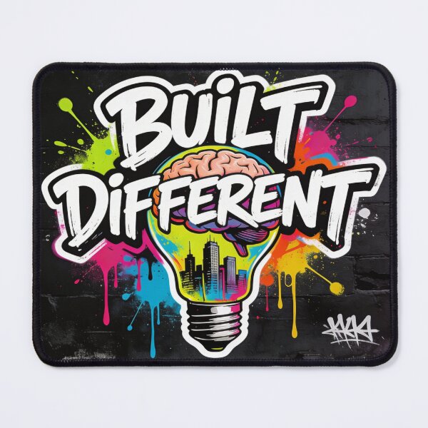 Item preview, Built Different Street Art Graffiti – Urban Mindset Pop Art Light Bulb Design designed and sold by PLUSHIWORLDtm.