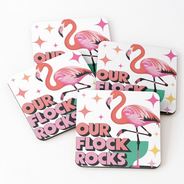 Item preview, Our Flock Rocks Flamingo T-Shirt - Cute Pink Bird Sparkles Graphic  designed and sold by MerchlyMike.