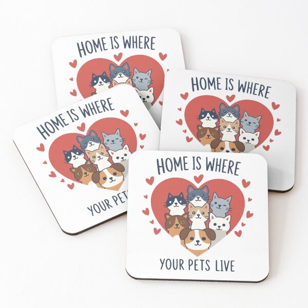 Item preview, Home Is Where My Pets Are Cute Cat Dog Lover Gift designed and sold by Cool-cat-art.
