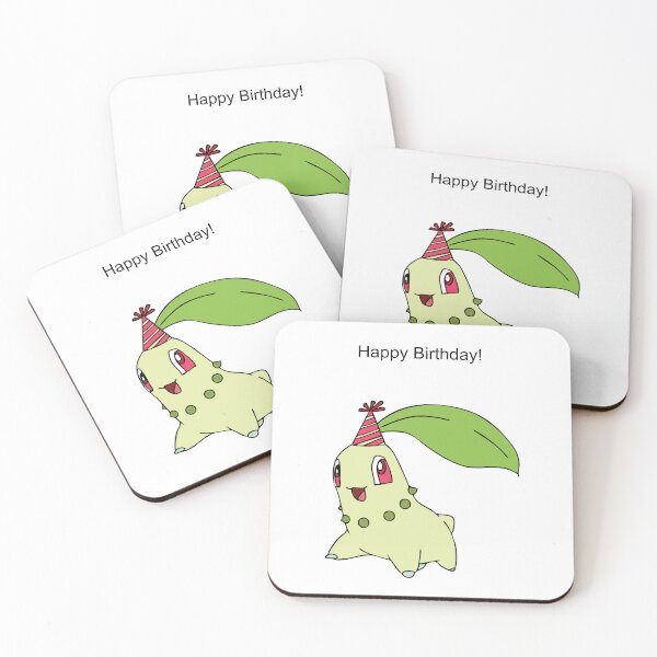 Item preview, Chikorita Happy Birthday designed and sold by kyravreeland.
