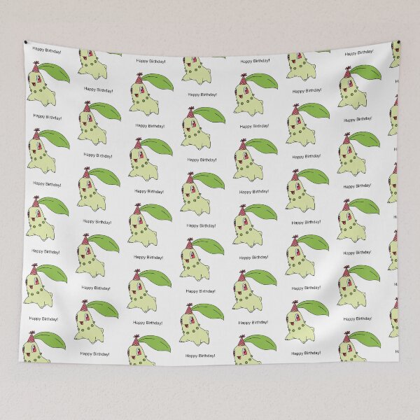 Item preview, Chikorita Happy Birthday designed and sold by kyravreeland.