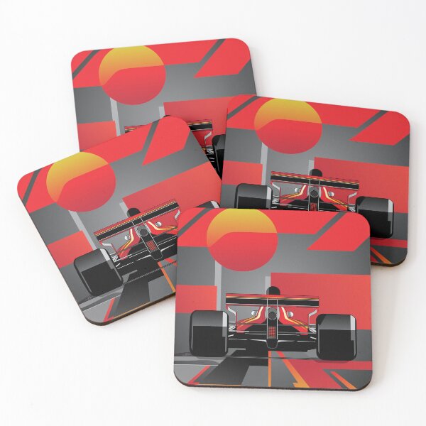 Item preview, Formula One graphic poster Bauhaus design Ferrari colors designed and sold by blackdogshop.