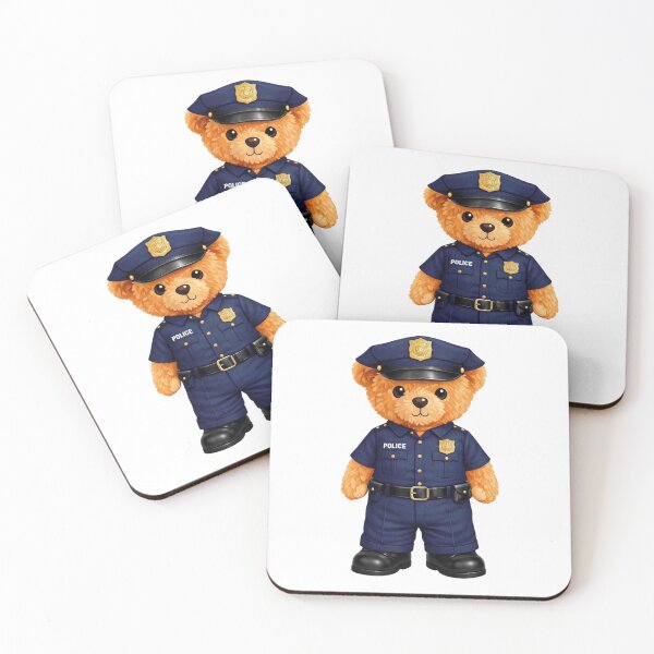 Item preview, Brave Police Officer Teddy Bear in Full Uniform Illustration designed and sold by CuteBear87.