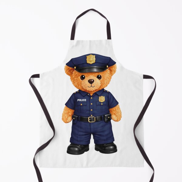 Item preview, Brave Police Officer Teddy Bear in Full Uniform Illustration designed and sold by CuteBear87.