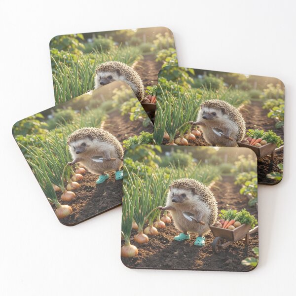 Item preview, Hedgehog Gardener Gathers Vegetables for the Local Farmer's Market designed and sold by Tridentulus.