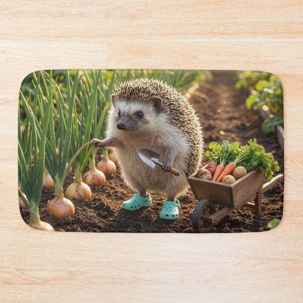 Item preview, Hedgehog Gardener Gathers Vegetables for the Local Farmer's Market designed and sold by Tridentulus.
