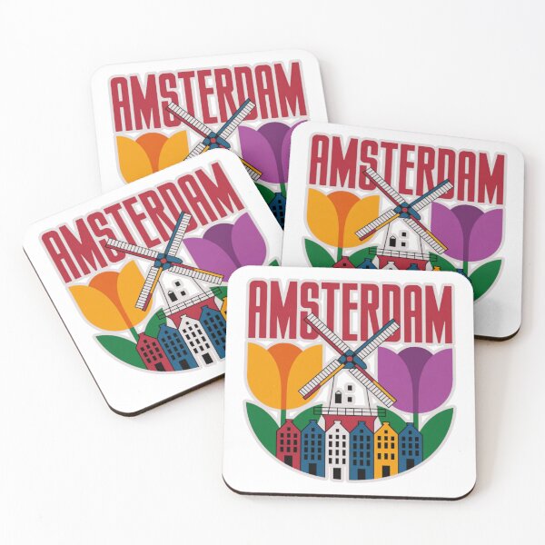 Item preview, Amsterdam Netherlands T-Shirt - Retro Windmill and Tulips Travel Graphic  designed and sold by MerchlyMike.
