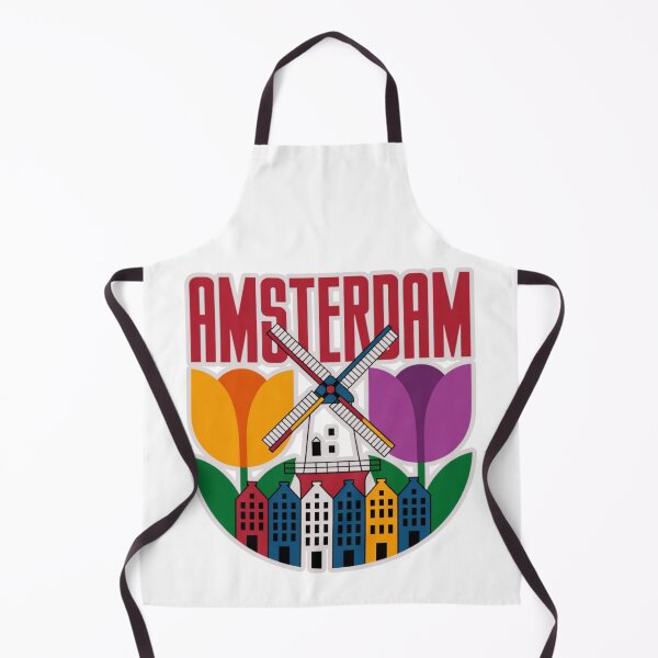 Item preview, Amsterdam Netherlands T-Shirt - Retro Windmill and Tulips Travel Graphic designed and sold by MerchlyMike.