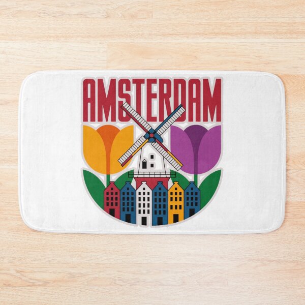 Item preview, Amsterdam Netherlands T-Shirt - Retro Windmill and Tulips Travel Graphic  designed and sold by MerchlyMike.