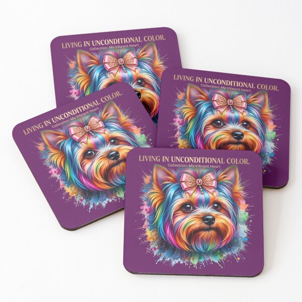 Item preview, Living in Unconditional Color – Yorkie Pop Art Rainbow Paws designed and sold by Good Vibes .