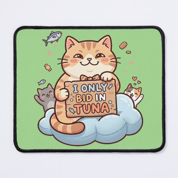 Item preview, Funny Cat Lover Gift “I Only Bid in Tuna” Cute Kitten Meme Design designed and sold by RealCuties.